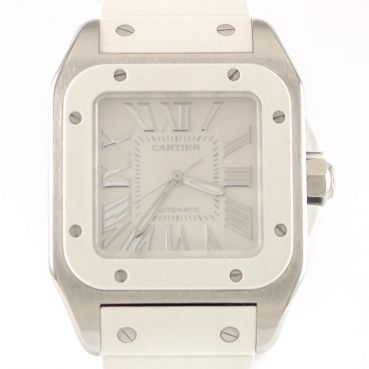 Cartier Uhr Santos 100 gebraucht Automatik White Unisex Midsize Revision Ref. 2878